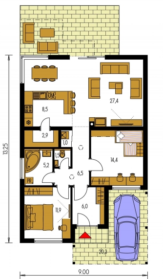 Mirror image | Floor plan of ground floor - BUNGALOW 199